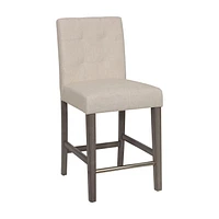 CorLiving Leila Counter Height Bar Stool with Tufted Back and Wood Legs - Upholstered Counter Stools, Perfect Kitchen Island Chairs or Barstool, Durable Countertop Stools for Home