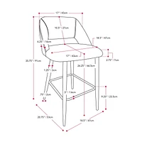 CorLiving Talia 26" Luxe Velvet Upholstered Barstool with Metal Legs