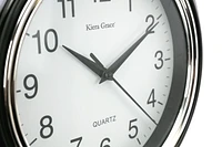 KG Aster Round Wall Clock - 10", 1.5" Deep, Black, Set of 6