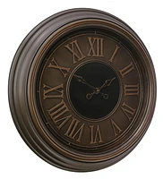 kieragrace Genoa Oversized Wall Clock with Raised Roman Numerals, 23-Inch, 2-Inch Deep, Antiqued Bronze with Copper Bezel