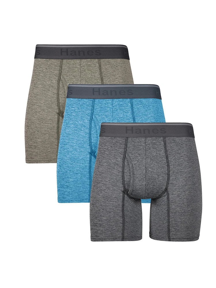 Hanes Comfort Flex Fit Men's Breathable Stretch Mirco Mesh Boxer Brief Underwear, 3-Pack,