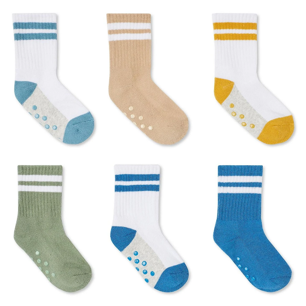 George Baby Boys' Sporty Crew Socks 6-Pack, Sizes 0-11 months