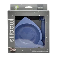 Kushies Silibowl - Silicone Suction Bowls and Spoon Set for Baby - BPA-free - Mineral Blue