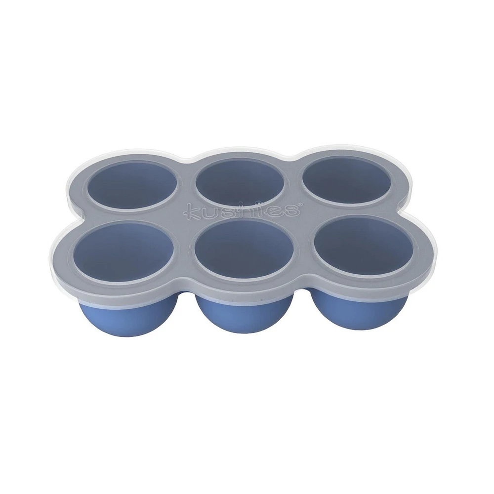 Kushies SiliFreeze - Silicone Baby Food Freezer Tray with lid, Food storage box, 12 separate cells - Mineral Blue