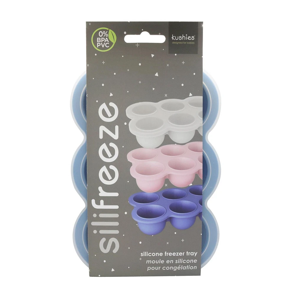 Kushies SiliFreeze - Silicone Baby Food Freezer Tray with lid, Food storage box, 12 separate cells - Mineral Blue