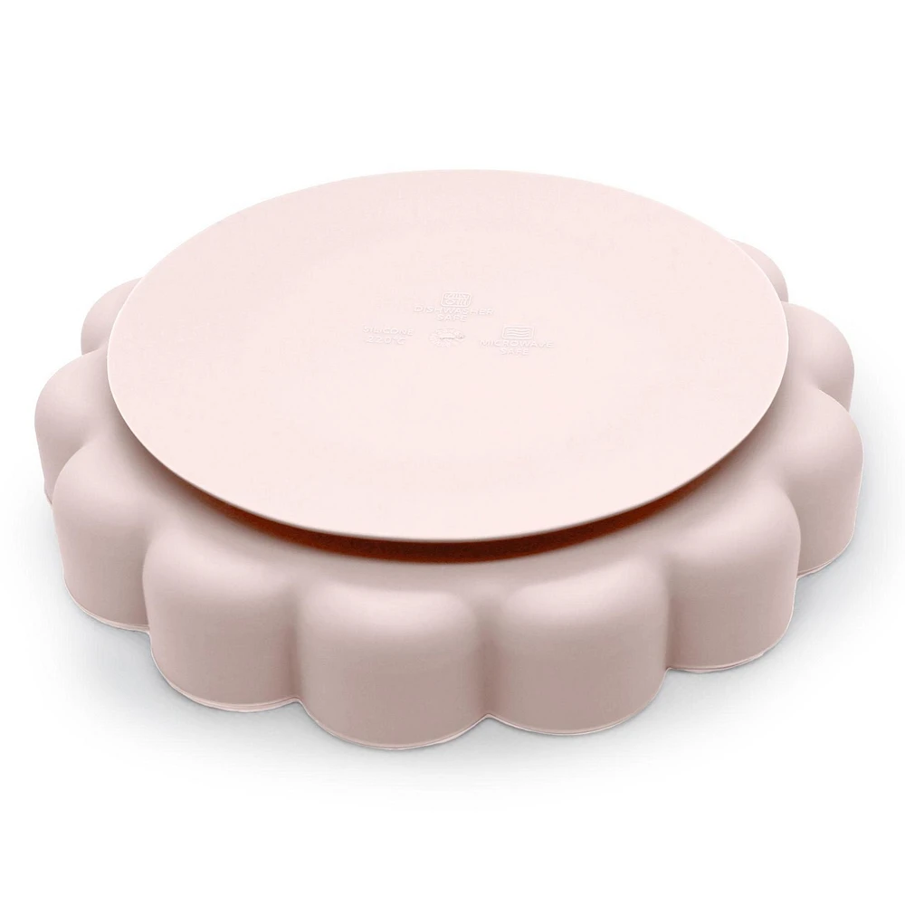 Kushies Sililion - Silicone Suction Plate, Divided Plate, Baby Toddler Plate, BPA Free, Microwave Dishwasher Safe Suction Dish - Pink