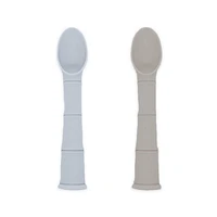 Kushies Silicone Silipop Bendable Spoons 2 pack, Bpa Free, 100% Food Grade Soft Silicone - Blue/Sand