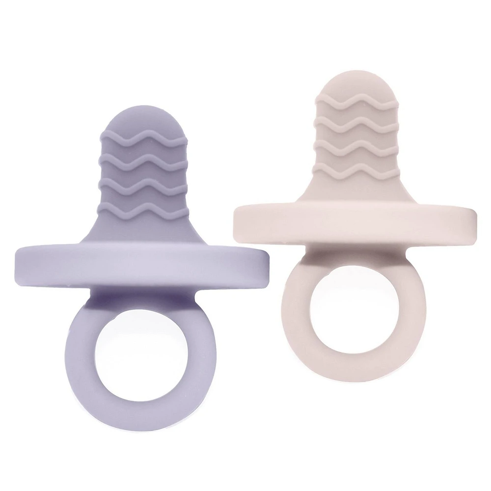 Kushies Siliteethe - Baby Teething Toy, 2 Pack BPA-Free, Eco-Friendly Non-Toxic Silicone, Pink/Lilac