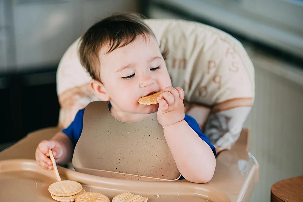 Kushies Silibib - Silicone Waterproof Adjustable  Bib - Bpa Free - Toasted Almond