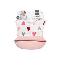 Kushies Silisoft bib - Soft Waterproof Baby Feeding Bib with Catch-All Silicone pocket -Eco-friendly Food Catcher-Lovebug