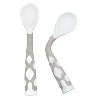 Kushies Silicone Silibend Bendable Spoons 2 pack, Bpa Free, 100% Food Grade Soft Silicone - Emerald/Sand