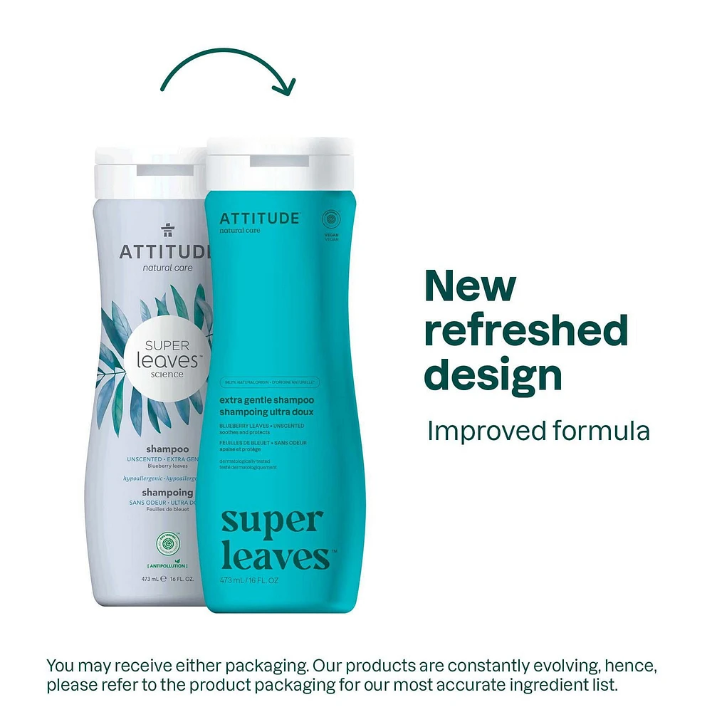 ATTITUDE super leaves, Extra Gentle Shampoo, Unscented, 473 mL