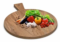 FRAÎCHE Holiday Mango Wood Round Serving Board, Serving Board