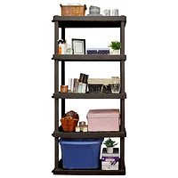 Hyper Tough 74"H x 18"D x 36"W 5 Shelf Plastic Garage Shelves, Pack of 2 Storage Shelving Unit, Black-750 Lbs Capacity