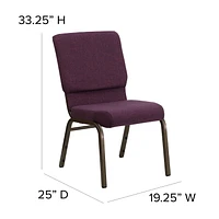 HERCULES Series 18.5''W Stacking Church Chair in Plum Fabric - Gold Vein Frame