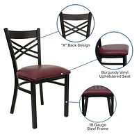 HERCULES Series Black ''X'' Back Metal Restaurant Chair