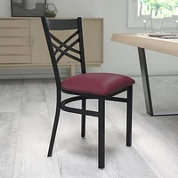 HERCULES Series Black ''X'' Back Metal Restaurant Chair