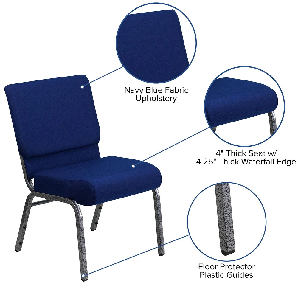 Flash Furniture Hercules Series Navy Blue Fabric Stacking Church Chair