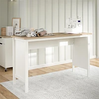 Versa 70" Wide Workbench, White and Weathered Oak