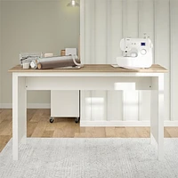 Versa 70" Wide Workbench, White and Weathered Oak