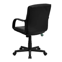 Flash Furniture Mid-Back Black Leather Swivel Task Chair with Arms