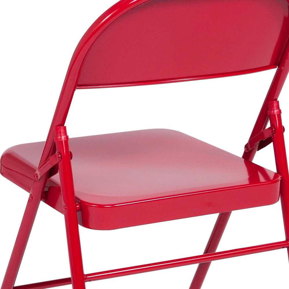 Flash Furniture Hercules Series Triple Braced & Double Hinged Red Metal Folding Chair