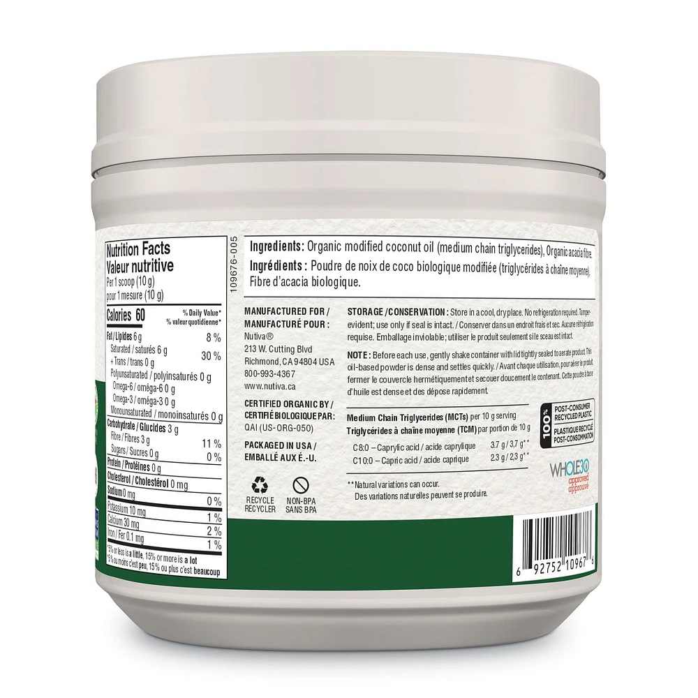 Nutiva Organic MCT Oil Powder 300g Unflavoured