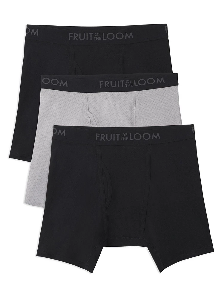 Fruit of the Loom Men's Breathable Boxer Brief, 3-pack