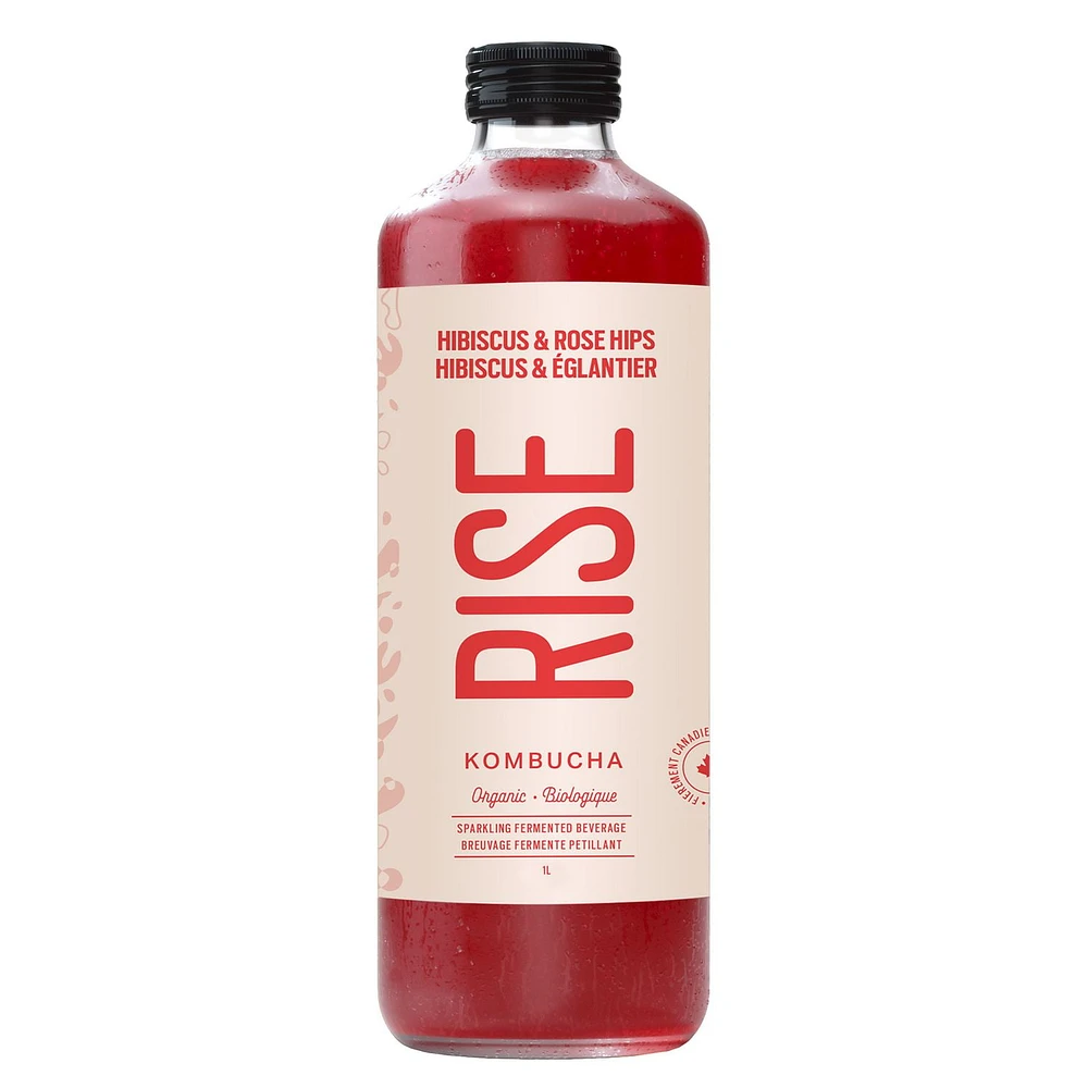 RISE Kombucha Hibiscus & Rose Hips, 1L