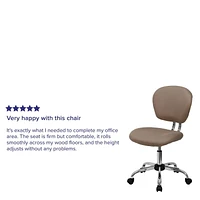 Mid-Back Coffee Brown Mesh Padded Swivel Task Chair with Chrome Base