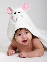 ZOOCCHINI - Baby Toddler Snow Terry Hooded Bath Towel - Swim Towel - Lola the Lamb