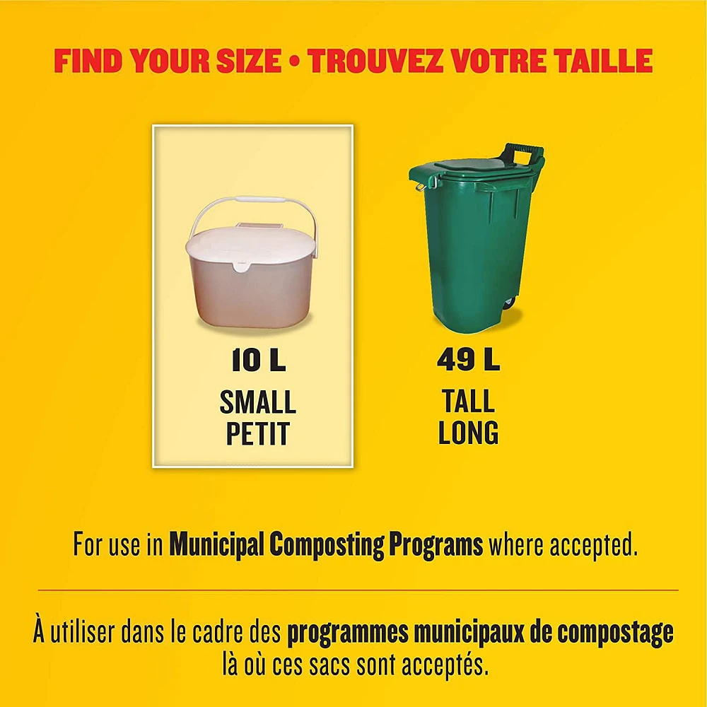 Glad Certified Compostable Bags - Small 10 Litres -, Lemon scent, 44 Compost Bags