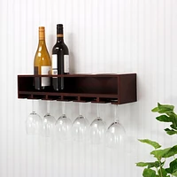 kieragrace Claret Wine Bottle & Glass Holder Shelf, 21" x 4.25"