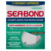 Sea-Bond Coussinets adhésifs pour prothèses dentaires supérieurs - menthe fraîche, paq. de 15 Paq. de 15