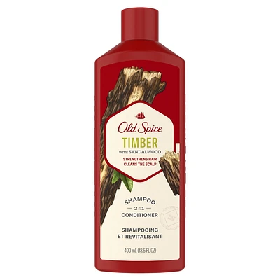 Shampooing et revitalisant 2 en 1 Old Spice Timber pour hommes avec bois de santal 400 ml
