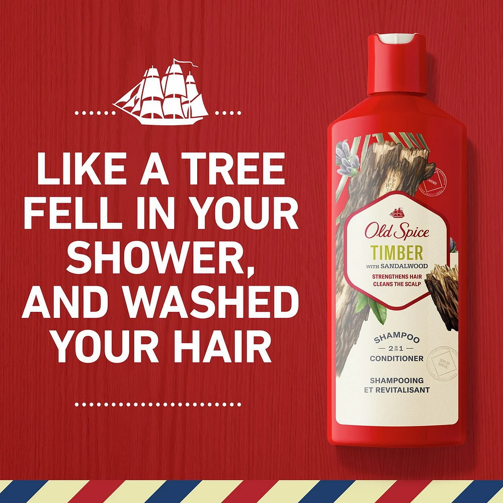 Old Spice Timber with Sandalwood 2in1 Shampoo and Conditioner for Men, 400 mL