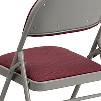 HERCULES Series Ultra-Premium Triple Braced Burgundy Fabric Metal Folding Chair with Easy-Carry Handle