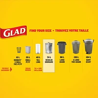 Glad Black Garbage Bags - Regular 74 Litres, - Value Pack, 100 Trash Bags