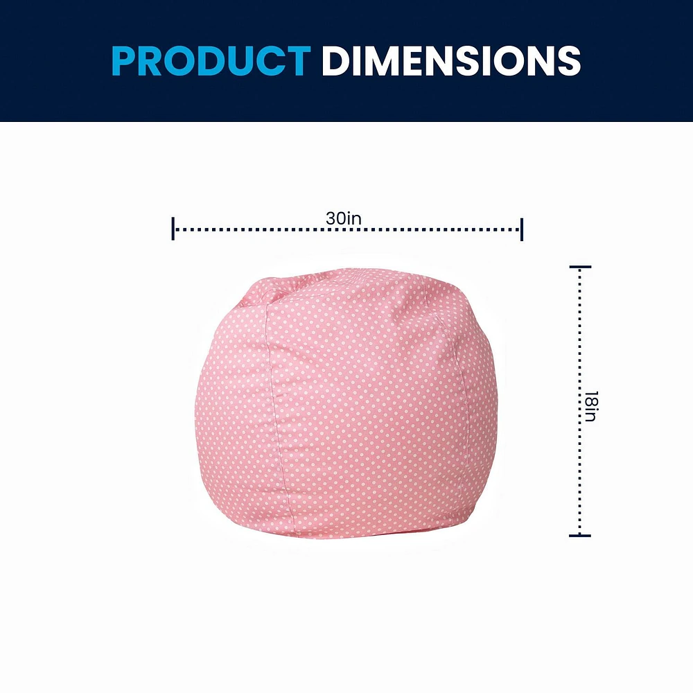 Small Light Pink Dot Kids Bean Bag Chair