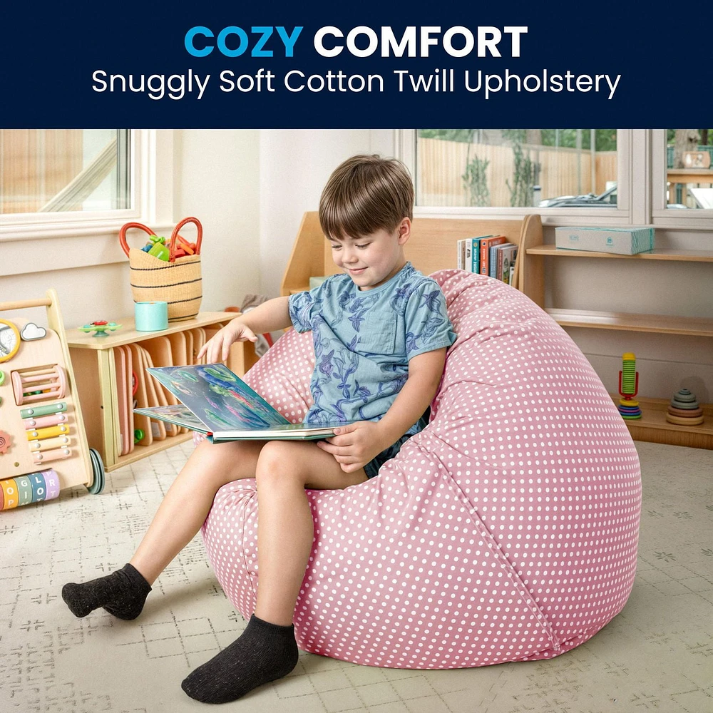 Small Light Pink Dot Kids Bean Bag Chair