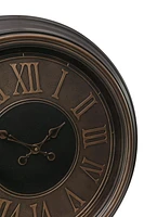 kieragrace Genoa Oversized Wall Clock with Raised Roman Numerals, 23-Inch, 2-Inch Deep, Antiqued Bronze with Copper Bezel