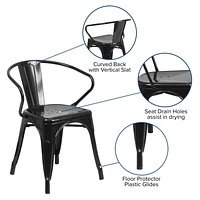 Black Metal Indoor-Outdoor Chair with Arms