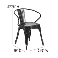 Black Metal Indoor-Outdoor Chair with Arms