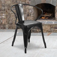 Black Metal Indoor-Outdoor Chair with Arms