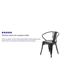 Black Metal Indoor-Outdoor Chair with Arms