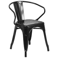 Black Metal Indoor-Outdoor Chair with Arms