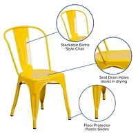 Yellow Metal Indoor-Outdoor Stackable Chair