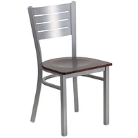 HERCULES Series Silver Slat Back Metal Restaurant Chair