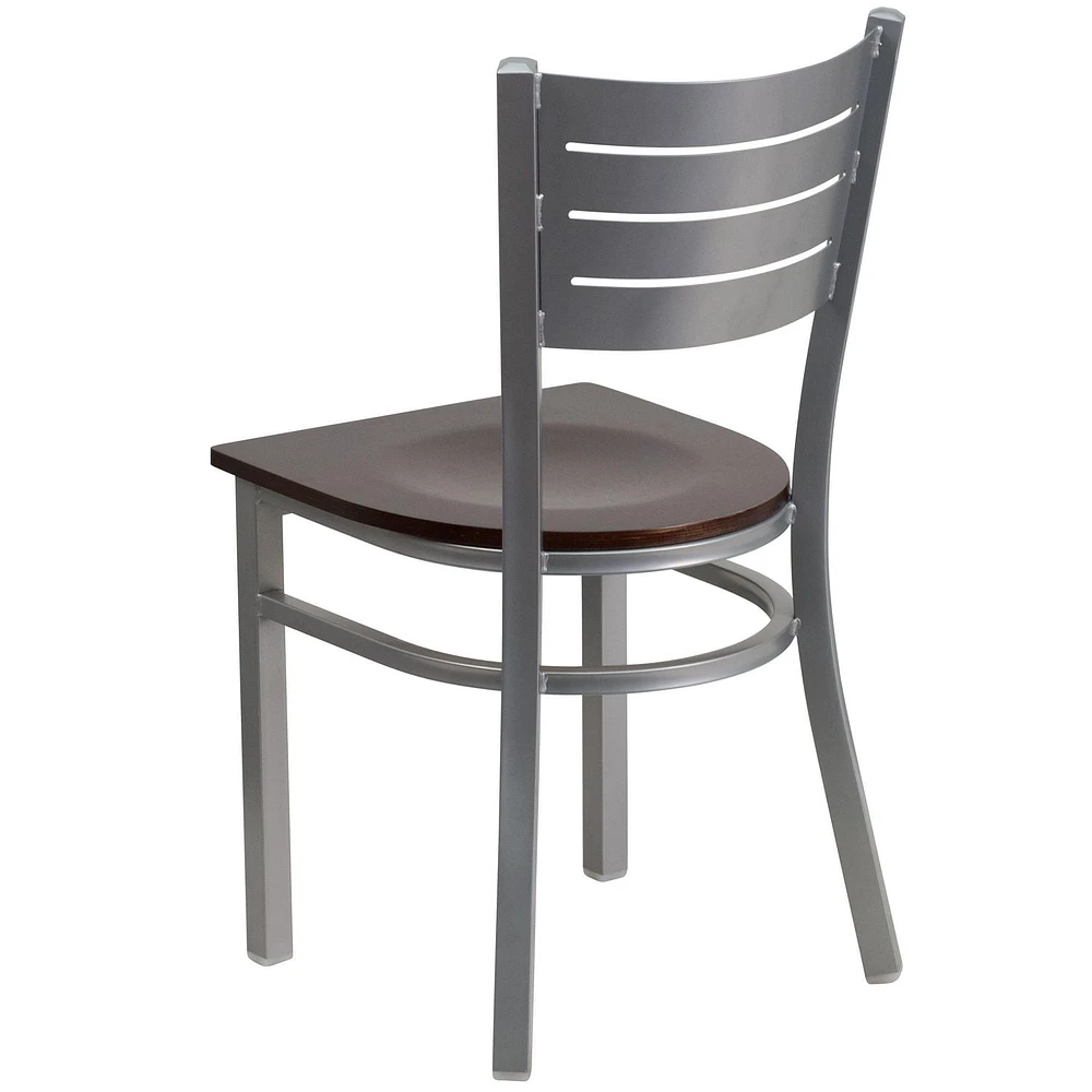 HERCULES Series Silver Slat Back Metal Restaurant Chair