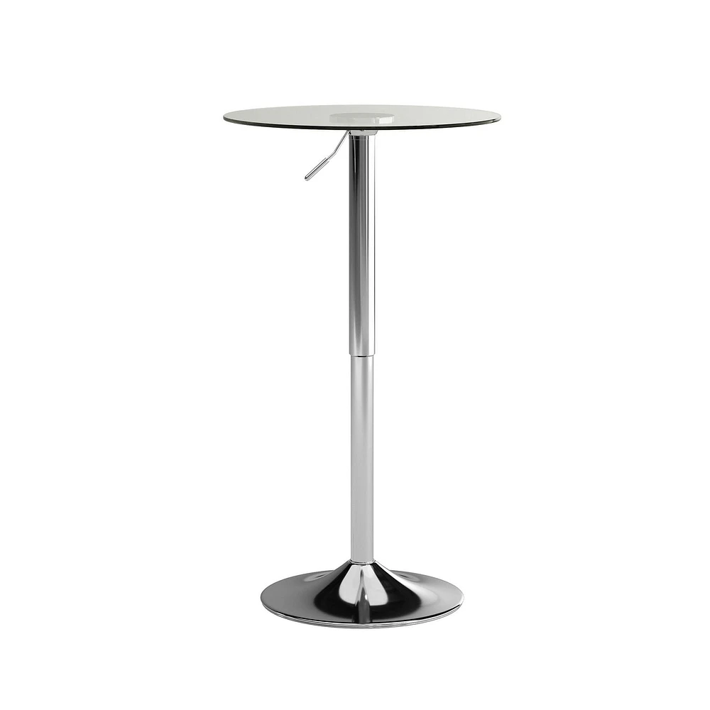 23.5'' Round Adjustable Height Glass Table (Adjustable Range 33.5'' - 41'')